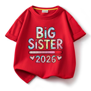 Nouveau modèle 2026 – T-<span class=keywords><strong>shirt</strong></span> imprimé en coton à manches courtes pour filles, en tissu tricoté, avec motif <span class=keywords><strong>Grande</strong></span> Sœur - Product Image 5
