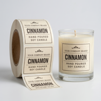 Rouleau d'étiquettes personnalisées résistantes à la chaleur et imperméables avec logo privé pour l'emballage de bougies parfumées de luxe