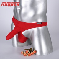 Sous-vêtements pour homme en nylon respirant tissé à basse taille, style tanga, en soie glacée, tissage uni, avec poche pour pénis, type avion, séparé