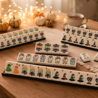 Juego de Mahjong Americano Gótico de Lujo con 160 Fichas, Sombrero de Bruja, Fantasma, Joker, Juego de Mesa para Fiesta de Halloween, Regalo Estético Festivo
