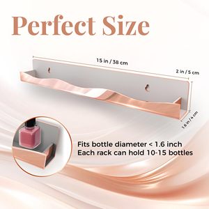 Organizador de Esmalte de Uñas con Acabado Espejo en Oro Rosa de 15 Pulgadas, Montado en la Pared, Estante de Almacenamiento para Artículos de Belleza, Multiusos. - Product Image 2