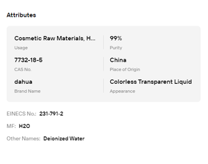 Agua Desionizada Destilada de Grado Cosmético para Perfumes y Cuidado de la Piel, Solvente CAS 7732-18-5 - Product Image 6