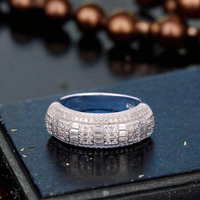 Bague demi-éternité pour homme en argent sterling 925, sertie de moissanite taille baguette couleur D, style hip-hop bling, passe le testeur de diamant, certifiée GRA