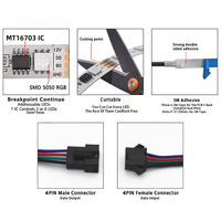 Adaptor lampu Strip LED DMX512 RGB, cahaya Strip pintar 12V MT16703 60LED 10mm untuk dekorasi dalam ruangan bar KTV