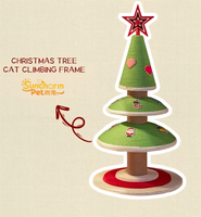 SunCharm Nouveau Design Personnalisé Série Noël Arbre à Gratter pour Chat en Bois de Sisal avec Cadre Patte de Chat, Hauteur Réglable et Résistant à l'Usure