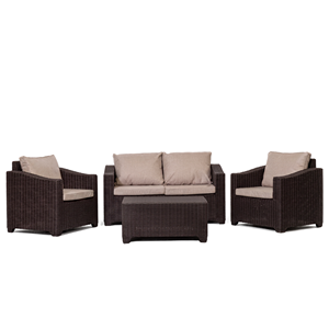 Conjunto de Sofás Seccionales de Ratán Curvos y Redondos, Ergonómicos y de Lujo, con Cojines Removibles Resistentes a la Intemperie para Jardín, Villa o Terraza - Product Image 1