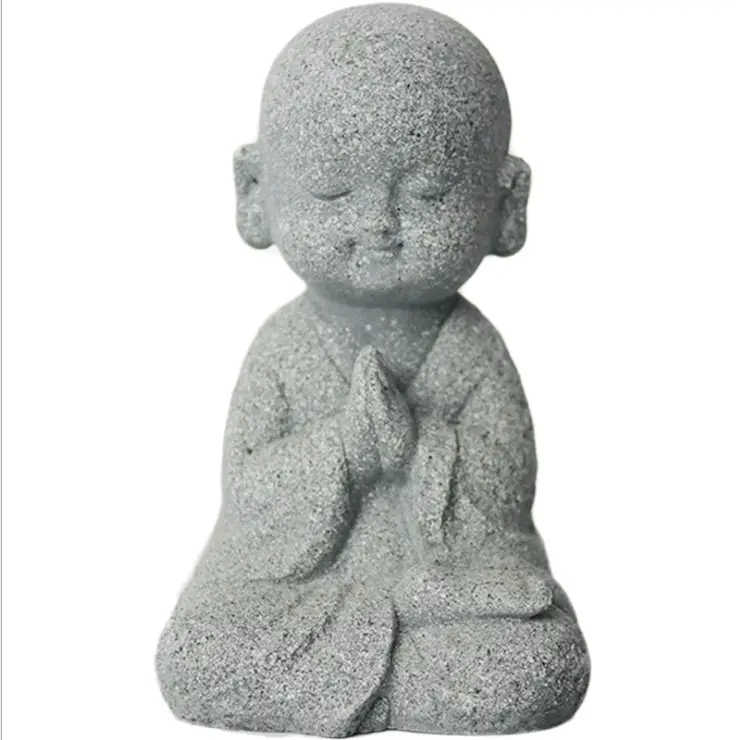 Tượng Phật Nhỏ Xinh Bằng Đá Sa Thạch, Phụ Kiện Trang Trí Nhà Sư Nhỏ Bằng Nhựa Tùy Chỉnh Như Tượng Phật Zen Garden