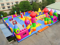 Parc d'attractions gonflable géant commercial, aire de jeux intérieure et extérieure, parcours d'obstacles, château gonflable avec toboggans pour enfants