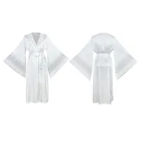 Robe de nuit en satin avec dentelle, sexy, ample, confortable, respirante et douce pour femme, vente en gros