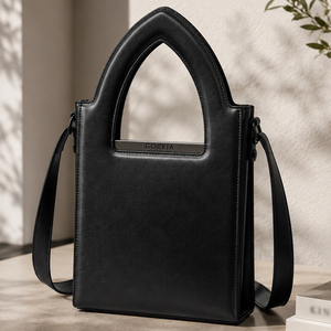 Sac à bandoulière minimaliste en cuir PU pour femme, avec poignée supérieure découpée en forme d'arche, sac à main vertical à bandoulière, sangle amovible, sac de travail - Product Image 2