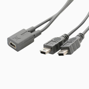 Mini USB 1 hembra a 2 macho convertidor <span class=keywords><strong>Y</strong></span> Splitter Cable 5Pin Cable de carga rápida para uso de cámara - Product Image 1