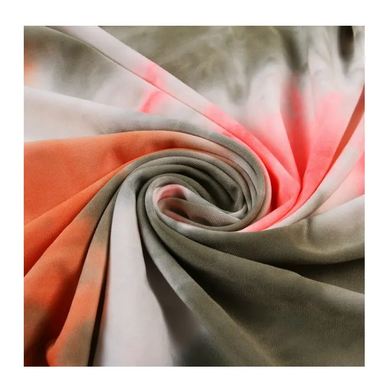 Custom Patroon Tie Dye Gebreide Kledingstuk Single Polyester Spandex Jersey Stof Voor Vrouwen