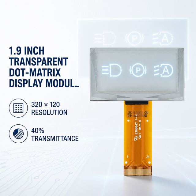 Original 1.9 Inch 320x120 Transparent AMOLED Display Module 40% Transmittance Automotive HUD Industrial Screen Grade AAA