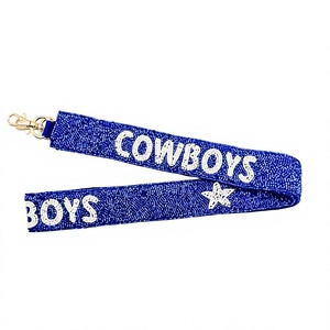 Cowboys Blue Beaded <b>Lanyard</b> With White Text And Star Design Fashionable Durable For ID Cards Key Holders <b>Phone</b> <b>Straps</b> - Product Image 1