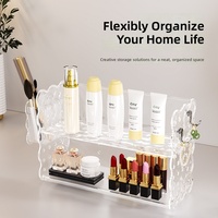 Boîte de rangement cosmétique de table réglable pour parfums, en acrylique, finition luxe léger, double étagère