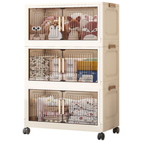 Armoire de Rangement Pliante en Plastique Multi-Niveaux de 40-80 cm de Large pour Jouets Bébé et Enfants, Salon et Maison