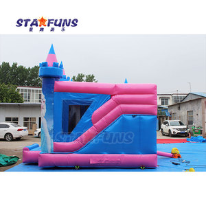 Castillo hinchable comercial de Frozen, casa hinchable rosa con tobogán para niños, inspirada en la película Frozen - Product Image 4