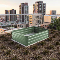 Canteiro Elevado Quadrado de Aço Galvanizado DIY com Cesto de Flores para Viveiro e Embalagem Ecológica em Caixa