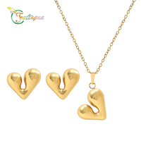Ensemble assorti collier et boucles d'oreilles en acier inoxydable doré, motifs cœur, tournesol, papillon, perle, feuille, 9 styles, hypoallergénique, OEM