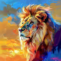 Peinture Diamant Lion Faite à la Main, Ornements Animaux Entièrement Incrustés de Diamants, Décoration DIY pour Salon, Chambre et Bureau