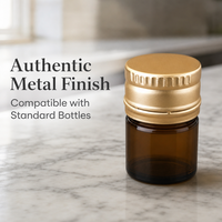 Bouchon à vis en aluminium doré de luxe, inviolable, avec insert de qualité alimentaire pour bouteilles en verre d'huiles essentielles, de sirops et de liquides.