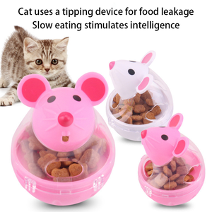 Dessin animé chat et souris gobelet jouet déversement et Puzzle amusant en plastique fuite boule bol pour animaux de compagnie - Product Image 3