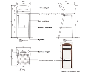 Ghế quầy bar gỗ nguyên khối phong cách Bắc Âu hiện đại và đơn giản, thiết kế lưng cao bền chắc, sang trọng nhẹ nhàng, chất liệu gỗ sồi tự nhiên, dùng cho khách sạn - Product Image 3