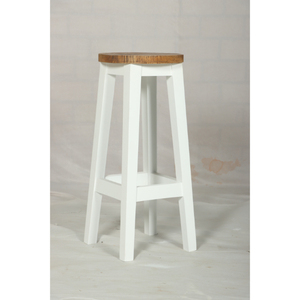 Taburete de Bar Muro Blanco y de Madera Natural con Asiento Rústico y Diseño de Estructura Resistente - Product Image 4