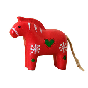 Décoration murale Hailan Nordic en bois peint, motif Cheval Dara suédois, pour attirer la prospérité, Cheval Rouge, décoration intérieure, présentation pour salon - Product Image 1