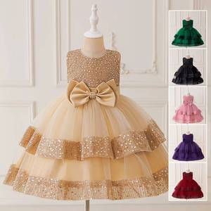 Robe de princesse à sequins pour enfant, robe de demoiselle d'honneur pour fille, tenue de spectacle, robe de soirée pour bébé, tenue de scène formelle pour tout-petit, vêtements de danse - Product Image 2