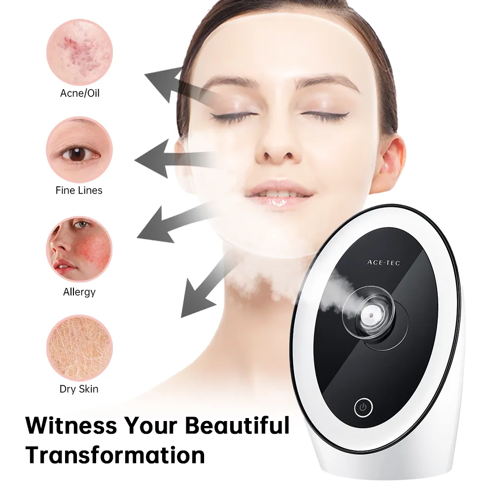 Portable Nano Professional Facial Steamer For Ozone Humidifier 2 In 1 Ionic Hot Steam Spa Equipment Private Label Face Steamer