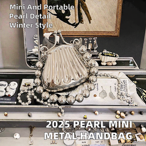 Bolsos de Mano Portátiles de Verano 2025 con Diseño de Concha de Metal y Perla para Mujer - Nuevas Carteras de Diseñador - Product Image 2