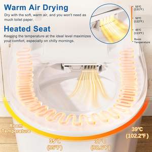 Bidet intelligent avec <span class=keywords><strong>pompe</strong></span> de réservoir d'eau de 1.1 GPF Distributeur automatique de mousse à double chasse ouverte/fermée Siège chauffant Sécheur d'eau chaude - Product Image 4