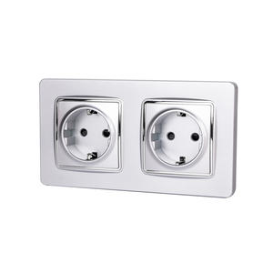 Abuk Interrupteur <span class=keywords><strong>d</strong></span>'<span class=keywords><strong>alimentation</strong></span> électrique standard européen noir or gris panneau Pc royaume-uni double prise murale - Product Image 3