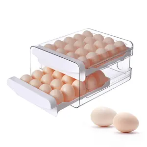 2023 New Marketing DOUBLE LAYER 40 COUNT EGG HOLDER CONTAINER Transparent Plastic Storage Container