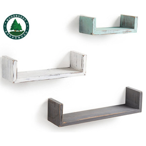 Woodbuddy Solid Wood <b>Wall</b> Shelf Rectangle <b>Floating</b> <b>Shelves</b> For Living Room Indoor Plant Book Display - Product Image 1