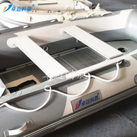 Bateau de pêche gonflable en PVC de 4.3m pour 6 à 8 personnes, kayak à rames léger et stable, canoë, accessoires sans plancher pour le surf