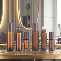 Flacon à bille rond en verre givré ambré vide 5ml 10ml 15ml pour parfum, gloss à lèvres, déodorant