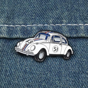 Eco-Fabrikant Retro Racing Zwart-Wit Rugzakauto 'S Metalen Revers Zachte Harde Emaille Pinnen - Product Image 5