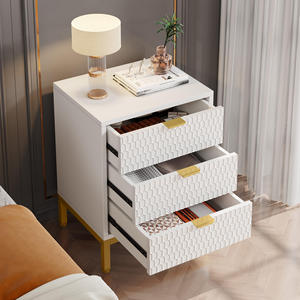 Table de Chevet en Bois Style Européen Minimaliste Moderne, Meuble de Chambre de Luxe à 3 Tiroirs pour Appartement et Hôtel - Product Image 6