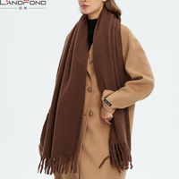 Écharpe en cachemire pour femme, chaude et confortable, avec logo personnalisé, en tissu brossé solide, Landfond