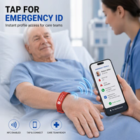 Bracelet médical personnalisé NFC RFID en PVC pour l'identification des patients, les coordonnées d'urgence, les informations d'allergies, les soins hospitaliers avec logo