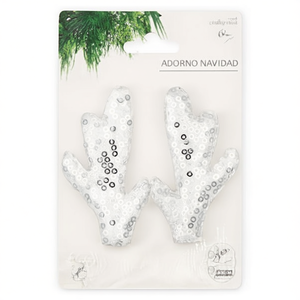 Ornamento Natalizio a Forma di Corna di Cervo Ilan 4x8mm Bianco 2 Pezzi Decorativo - Product Image 1