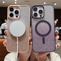 Coque magnétique à effet peau avec paillettes dégradées pour iPhone 17 Pro Max/16/15 – Coque rigide en acrylique mat