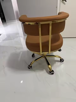 Ensemble de chaise de manucure en cuir PU avec base dorée de luxe moderne, tabouret professionnel pour technicien de pédicure, avec roulettes, usage commercial