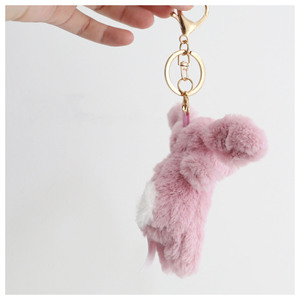 Porte-clés lapin en peluche rose mignon et doux avec breloque lapin en peluche et sac à dos jouet pour les couples avec fonction d'amour améliorée - Product Image 5