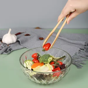 8.2"/9.8"/12" Non-slip Kitchen Cooking Tool Food Barbecue Bread Salad Clip Clamp Bamboo Wooden Toast Tongs
