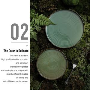 Factory Direct Großhandel Nordic unregelmäßig Green Catering Hotel Porzellan teller Keramik Teller für Restaurant - Product Image 4