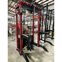 Appareil de musculation multifonction 2-en-1 pour Smith Machine avec système de tirage croisé par câble, Lat Pulldown et Rameur, pile de poids 70kg*2