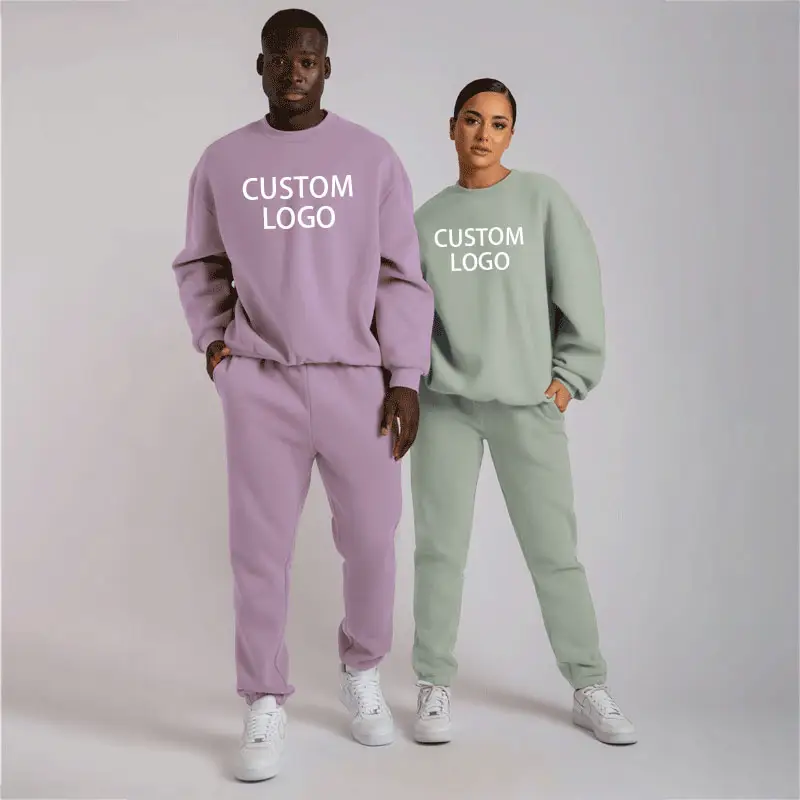 Unisex Oversized Cosy Joggers Sets Cotton French Terry Hoodies Track Suit Set Basic Pullover Hoodie Sweatsuit Custom Logo Plain